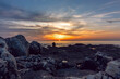 Sunset view at the adreatic sea near Umag, Istria, Croatia