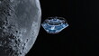 宇宙船と月　3DCGレンダリング