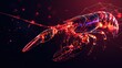 Lobster, omar from futuristic polygonal red lines and glowing stars for banner, poster, greeting card. AI generated