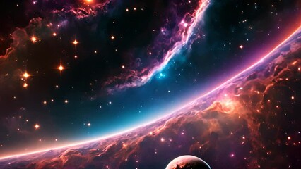 Wall Mural - space scene with stars and planets generative ai