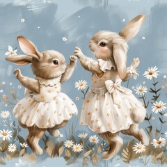 Wall Mural - two rabbits
