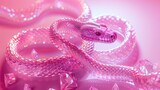 Fototapeta Konie - dragon snake on a pink background in the style of triangular crystals AI generated