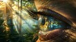Enchanted forest reflection in eye