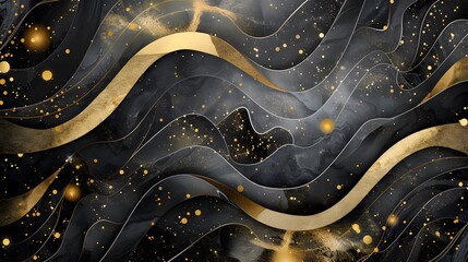 Wall Mural - Craft a luxurious prompt featuring an abstract template of gold and black stripes complemented by golden accents