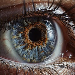 Detailed Grey Iris in a Human Eye Realistic Study