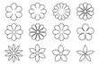 © AlbertBS - Outline flower icon set – Simple linear isolated flowers on white background – Simple petals for coloring