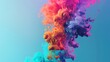 3d illustration. Colorful cloud of ink in water on a dark blue background