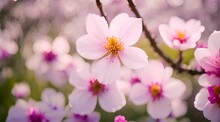 Timeless Spring: Cherry Blossoms In Full Bloom With A Perpetual Breeze And Descending Petals