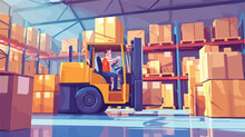 Warehouse Interior Vector Illustration. Inside Fact