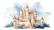 Watercolor Castle Clipart 2d flat cartoon vactor il