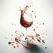 Copa de vino derramada - Efecto Splash - Fondo blanco 