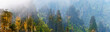  panoranic view of zhangjiajie national forest park Hunan, China.. a view from the top of the mountain. a view of the mountain covered with mist after the rain.