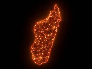 A sketching style of the map Madagascar. An abstract image for a geographical design template. Image isolated on black background.