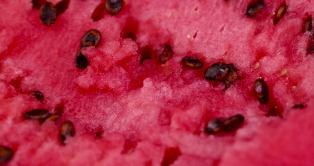 Wall Mural - red watermelon with black seeds, delicious ripe red watermelon broken in half