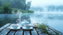 Tea In The Morning With Lake View