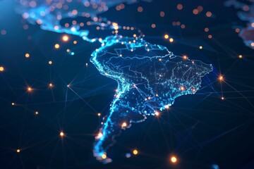 Wall Mural - Digital map of south america network created with generative ai
