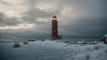 Canvas Print - lighthouse in the fog