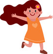 Little Girl With Beautiful Long Curly Hair Running