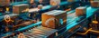 © Cary - closeup box conveyor belt lot boxes digital background transportation design wrapped thermal marketplace connector