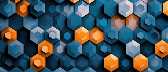 Wall Mural - abstract geometric background with orange and blue triangles. generative ai.