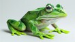 Green frog sits in a swamp. Slippery and vile animal. Low poly reptile on a white background. AI generated