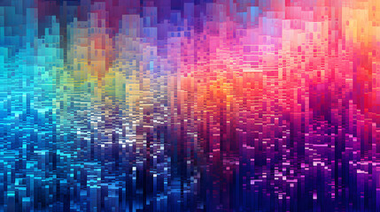 Digital technology colorful psychedelic pixel glitch art aesthetic poster web page PPT background
