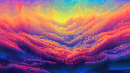 Digital technology colorful psychedelic pixel glitch art aesthetic poster web page PPT background