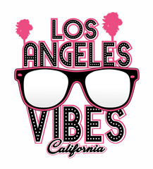 Poster - los angeles vibes with cool glasses and palm tree silhouettes