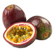 A vibrant passion fruit set against a transparent background