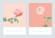 Valentine day greeting card, minimalist pink rose flowers