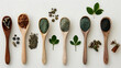 healthy living a collection of wooden spoons, including a brown and wood spoon, a wood spoon, and a