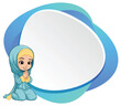 Animated girl in hijab with blank speech bubble