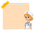 Cartoon nurse smiling beside a blank chart