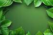 Green leaf background layout with white round corners shape. Nature concept. you can input any text or logo - generative ai