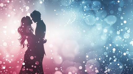 Canvas Print - Silhouette Design of Couple Embracing In Love