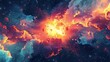 Abstract  wallpaper of space explosion amidst stars,