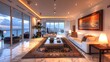 very light and bright interior of luxurious cozy living room beautiful