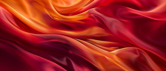 Wall Mural - Elegant Fabric Waves of Red and Gold Silk Textures