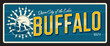Buffalo american city plate and USA travel sticker. American journey tin sign, USA city vector sticker or souvenir postcard. United States plaque with city seal or flag symbol, ship and flag