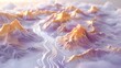 colorful mountains and river pattern illustration poster background