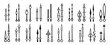 © Vector Tradition - Clock hands, watch arrows and time pointers. Isolated vector icons set of black watch arrows. Monochrome hour and minute hand pairs, essential components of analog clocks in various shapes and sizes