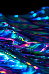 Wall Mural - Futuristic holographic background with glossy liquid iridescent effect