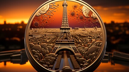 Virtual medals or coins commemorating the 2024 Paris Olympics (great for Olympic-related propaganda).