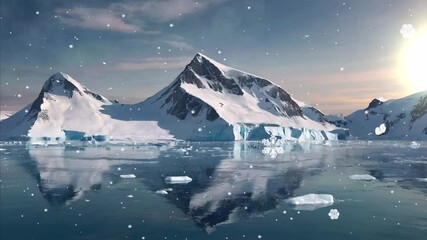 Step into the icy realm with a 4K looping video of polar icebergs