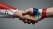 Handshake between Czechia and Lebanon Flags Painted .Generative AI