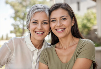 Wall Mural - Smiling Mother and Grandmother Family Bonding at Home