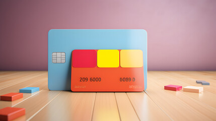 Poster - Credit Card Mockup colorful 3d