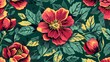 vintage rose plants pattern illustration poster background