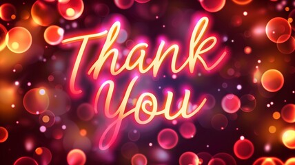 Thank You, vector lettering on blurred lights background