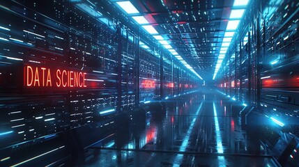 Wall Mural - data flow concept, big data technology and data science illustration, visualizing complex informatio